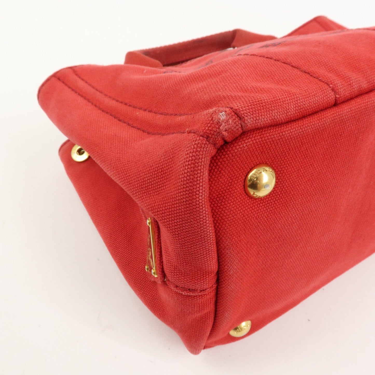Prada Logo Canapa Mini Canvas Hand Bag Tote Bag Red BN2439【Pre-order】