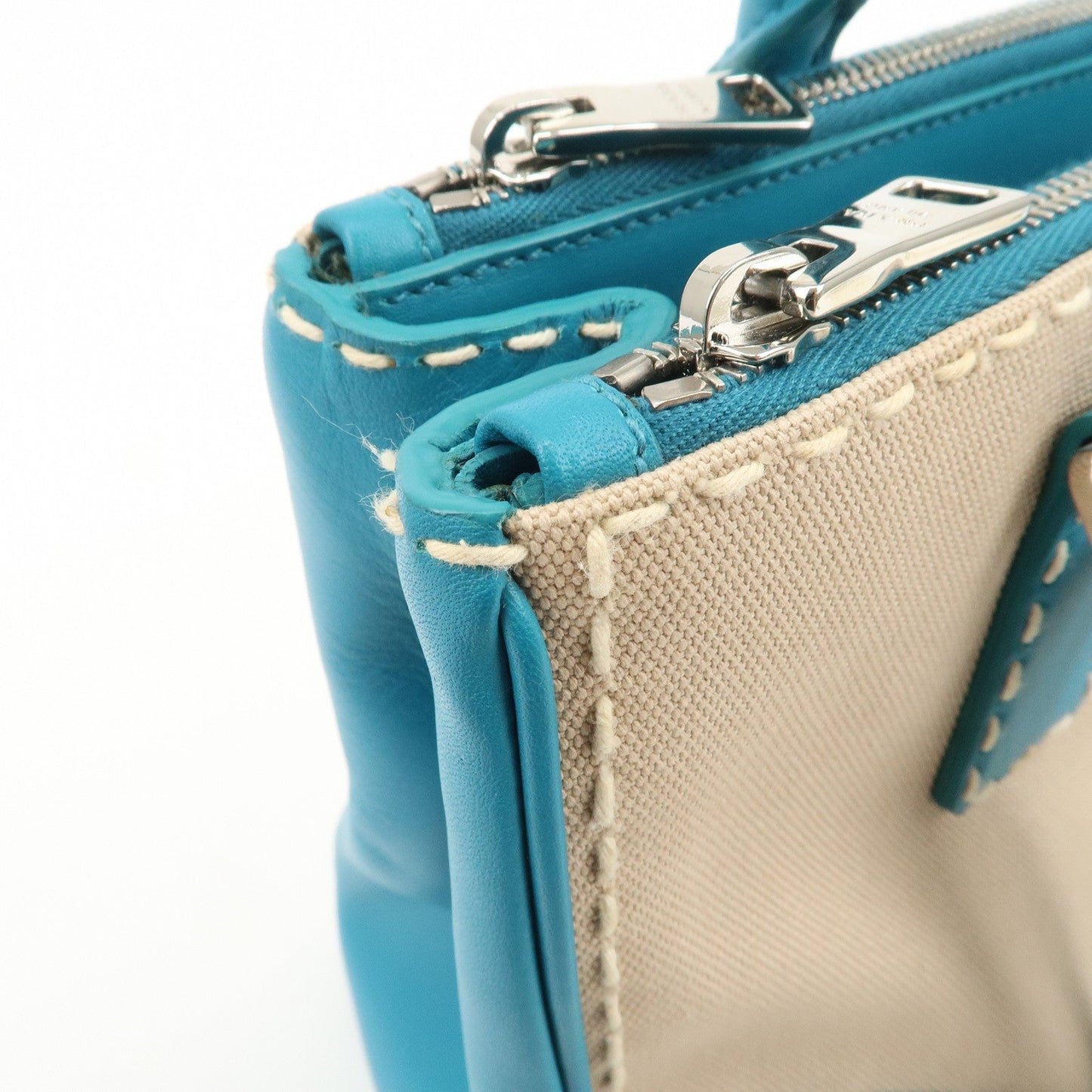 Prada Triangle Logo Canvas 2Way Bag Hand Bag Tote Bag Blue B1801K【Pre-order】