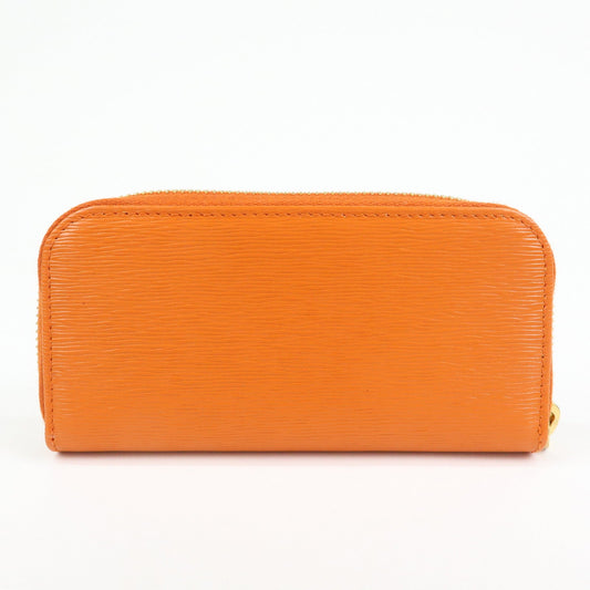 Prada Saffiano Leather Round Zippy 6 Rings Key Case Orange 1PG604【Pre-order】