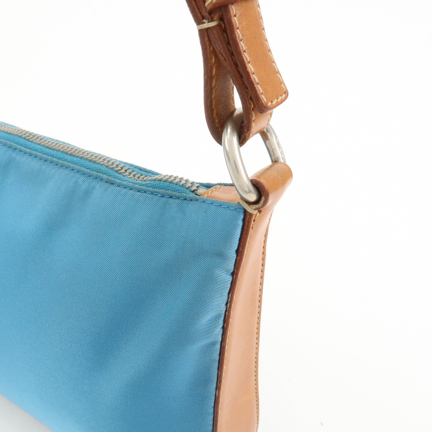 Prada Triangle Logo Nylon Leather Shoulder Bag Blue Brown BR2205【Pre-order】