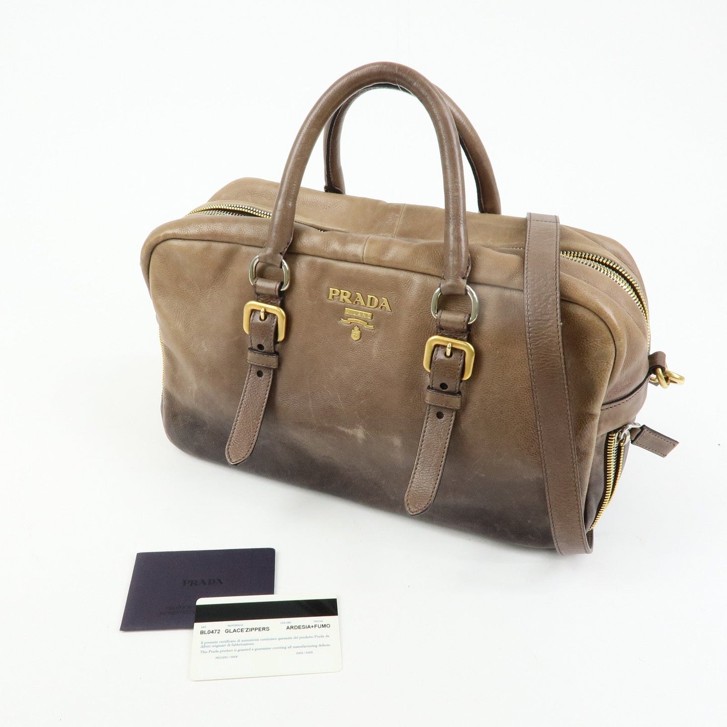 Prada Logo Leather 2Way Bag Hand Bag Shoulder Bag Brown BL0472【Pre-order】