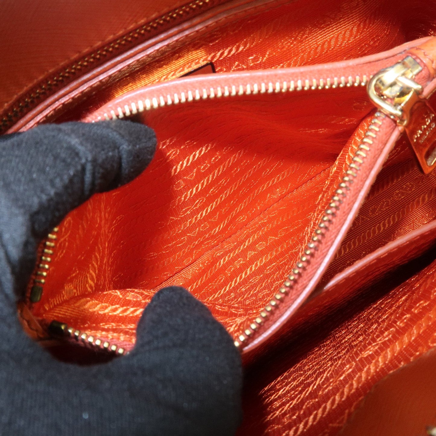 Prada Saffiano Leather Promenade Small 2Way Hand Bag Orange BL0838【Pre-order】