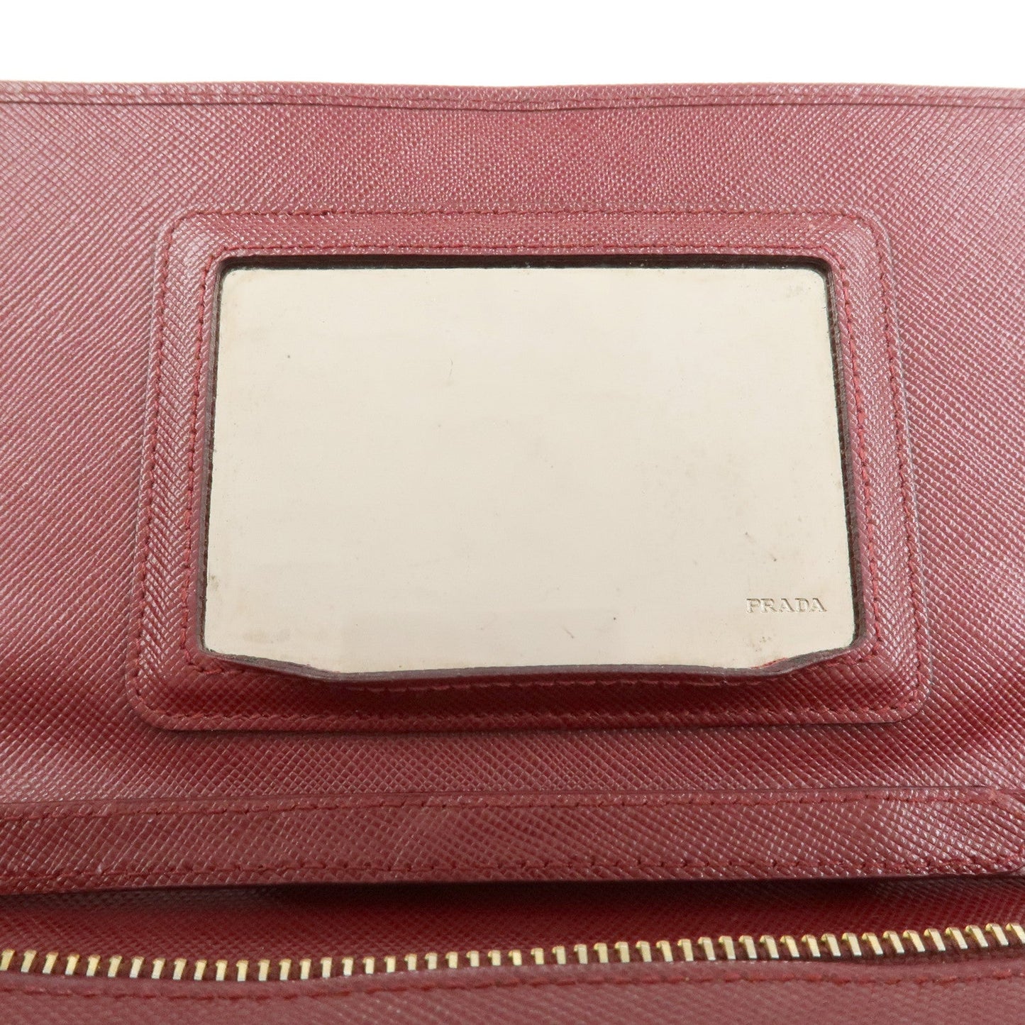 Prada Saffiano Leather Shoulder Wallet Red Gold BT1019【Pre-order】