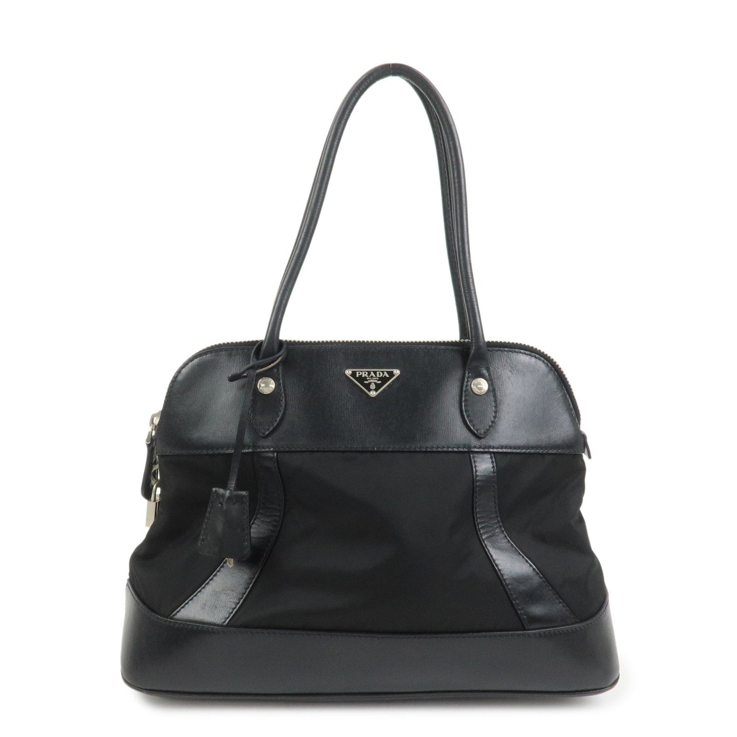 Prada Triangle Logo Nylon Leather Shoulder Bag Hand Bag Black【Pre-order】