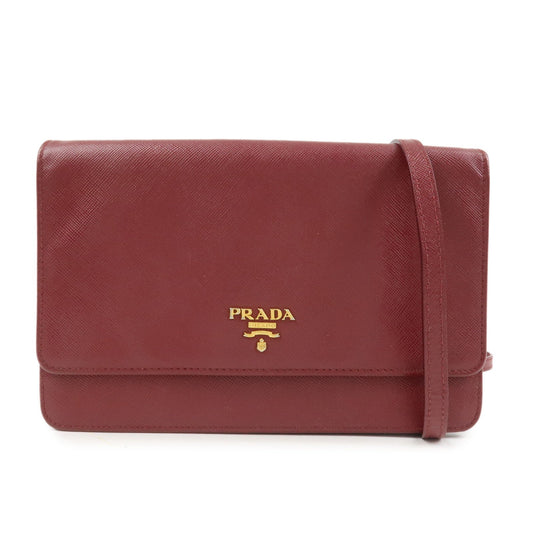 Prada Saffiano Leather Shoulder Wallet Red Gold BT1019【Pre-order】