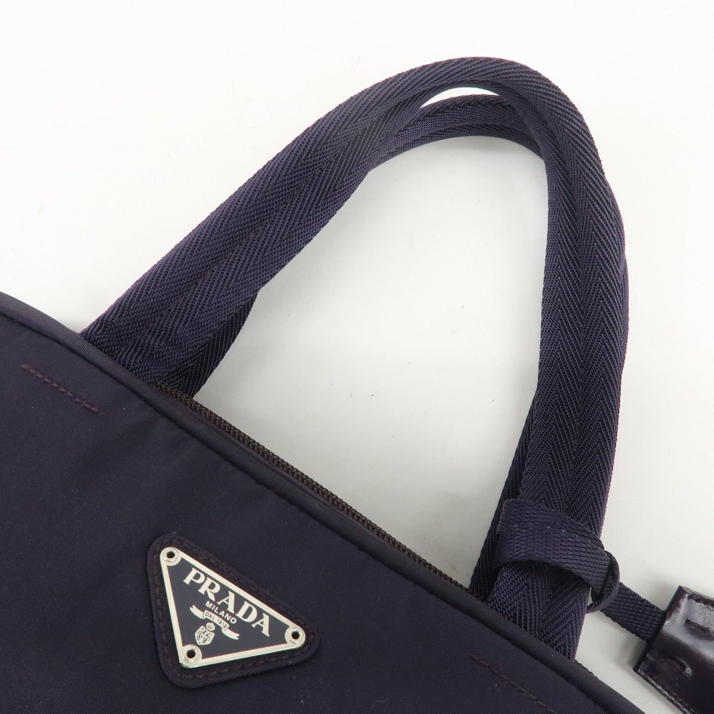 Prada Triangle Logo Leather Nylon Hand Bag Purple B8495【Pre-order】