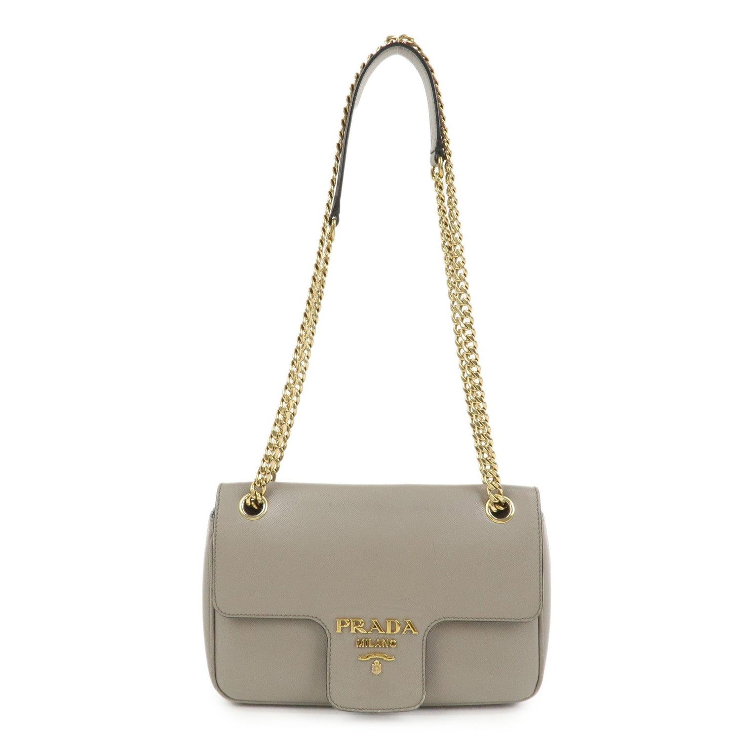 Prada Saffiano Leather Chain Shoulder Crossbody Bag Gray 1BD193【Pre-order】