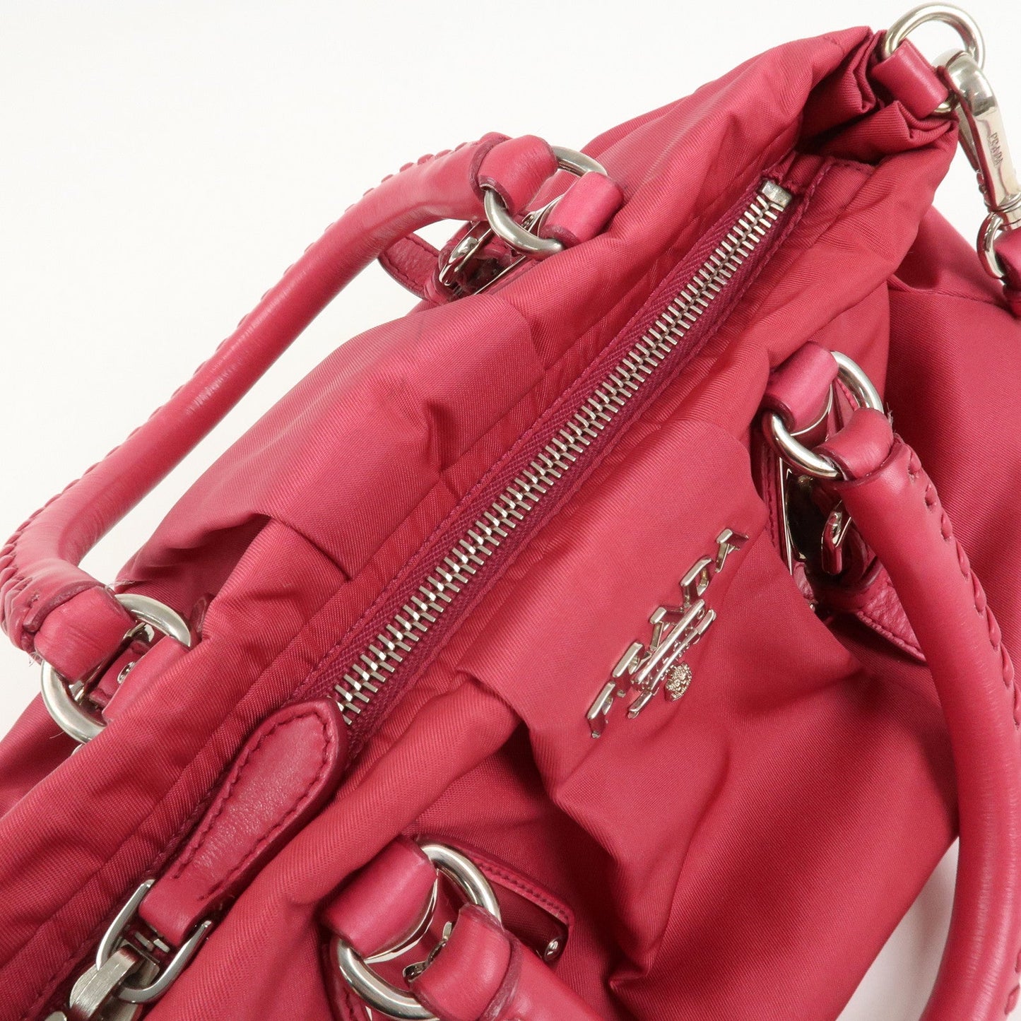 Prada Logo Nylon Leather 2Way Bag Hand Bag Shoulder Bag Pink【Pre-order】