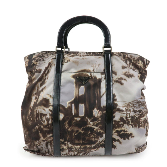 Prada Triangle Logo Nylon Leather Tote Bag Hand Bag Gray BN2791【Pre-order】
