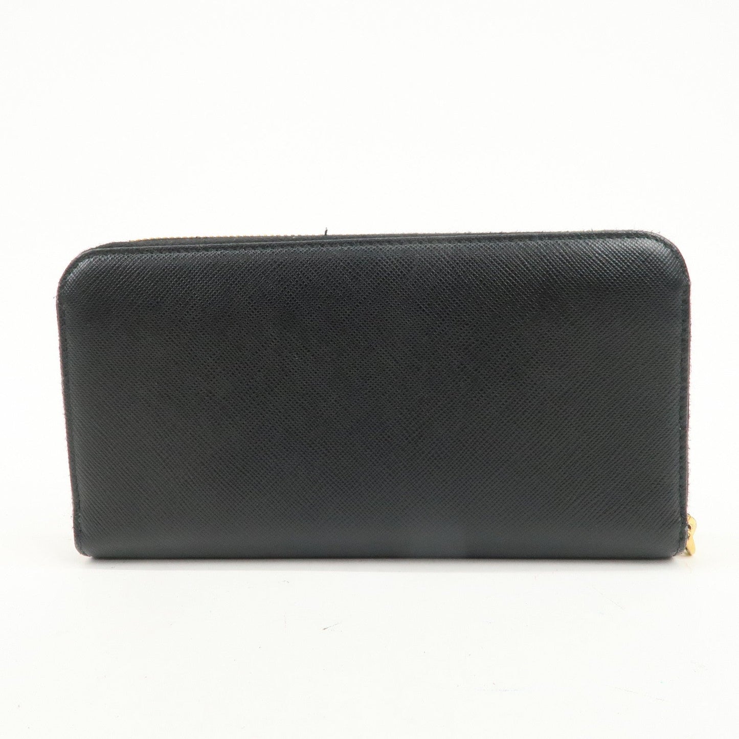 Prada Logo Saffiano Leather Round Zippy Long Wallet Black【Pre-order】