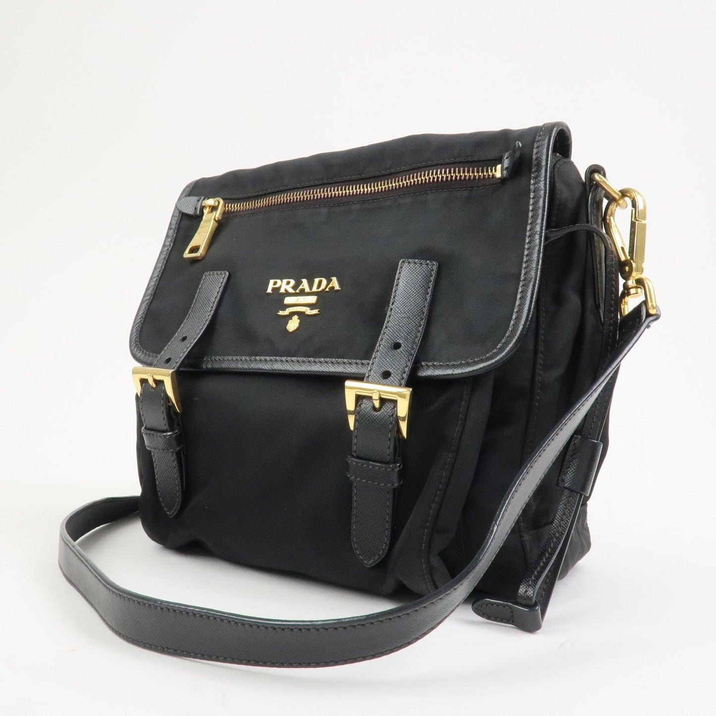 Prada Logo Nylon Saffiano Leather Shoulder Bag Crossbody Bag Black【Pre-order】