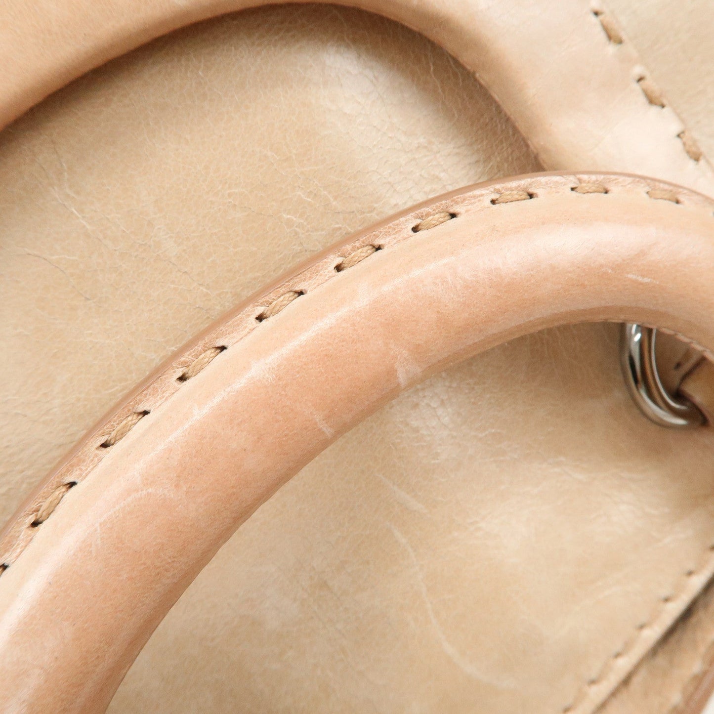 Prada Triangle Logo Leather 2Way Hand Bag Shoulder Bag Beige BR4617【Pre-order】