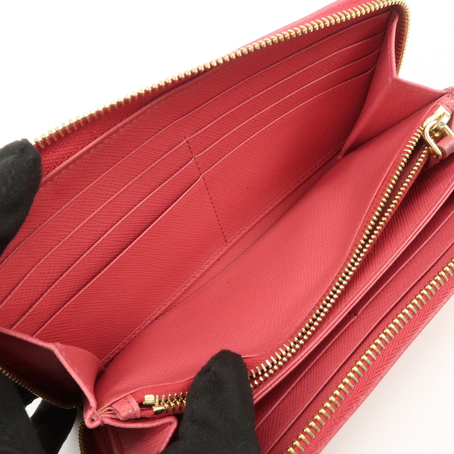 Prada Logo Saffiano Leather Round Zippy Long Wallet Pink 1M0506【Pre-order】