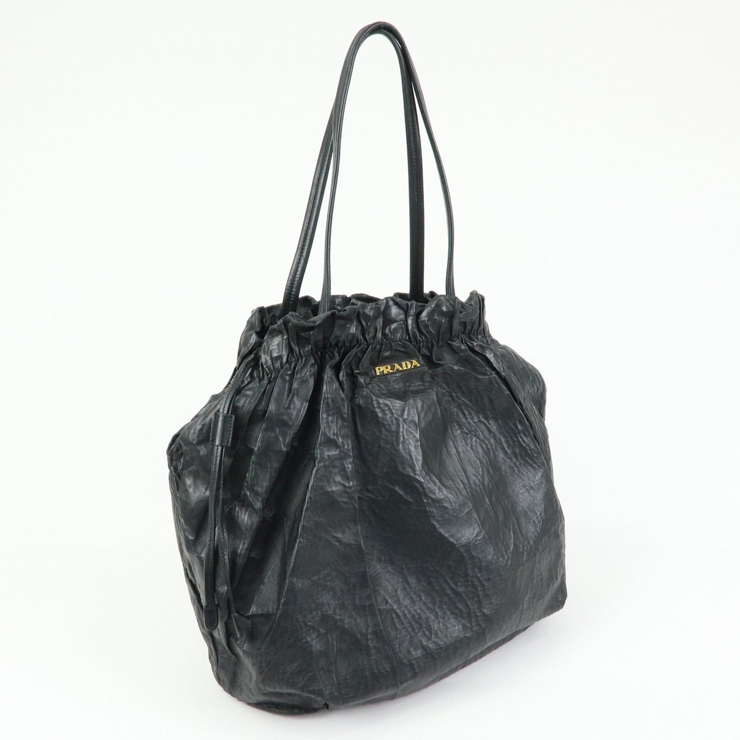 Prada Leather Drawstring Shoulder Bag Hand Bag Black【Pre-order】