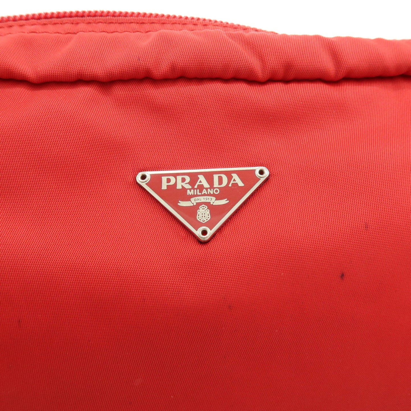 Prada Triangle Logo Set of 2 Nylon Pouch Cosmetic Pouch Red Khaki【Pre-order】