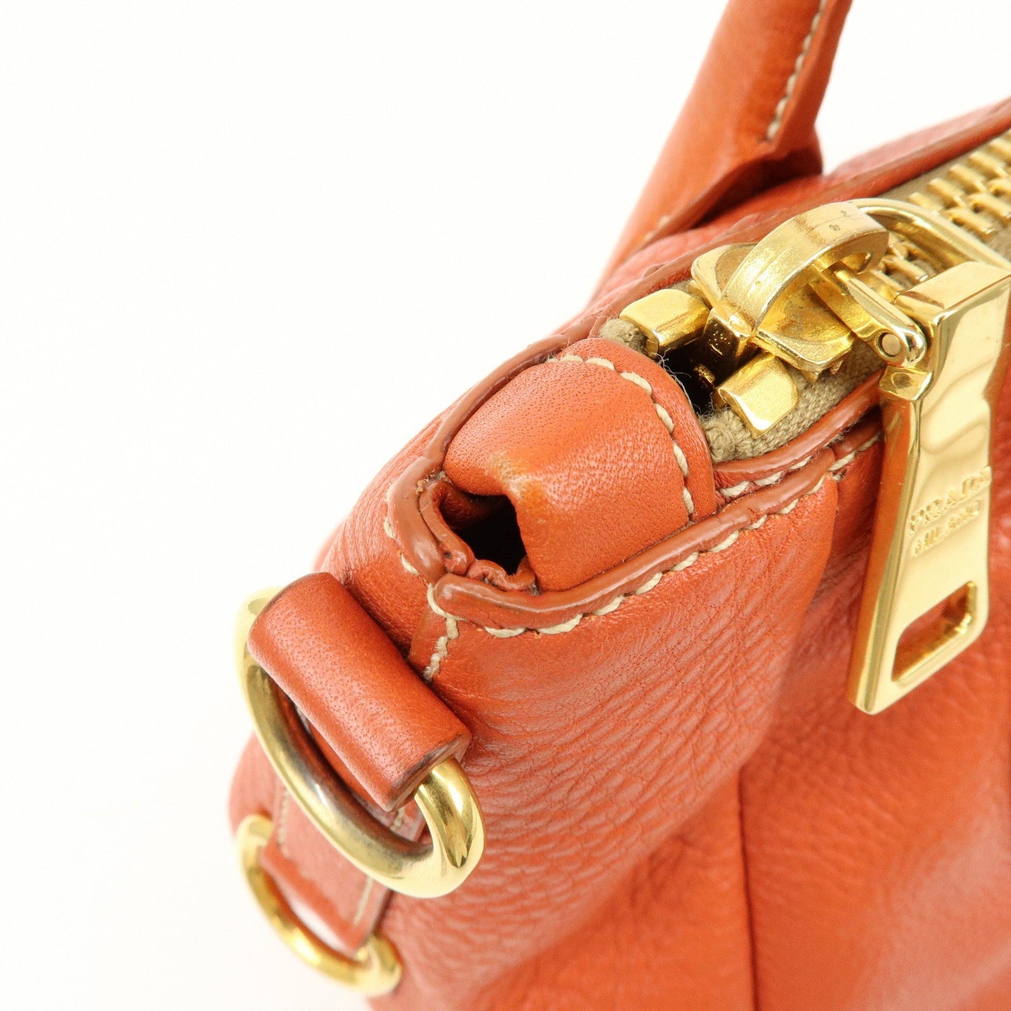 Prada Logo Leather 2Way Bag Hand Bag Shoulder Bag Orange【Pre-order】
