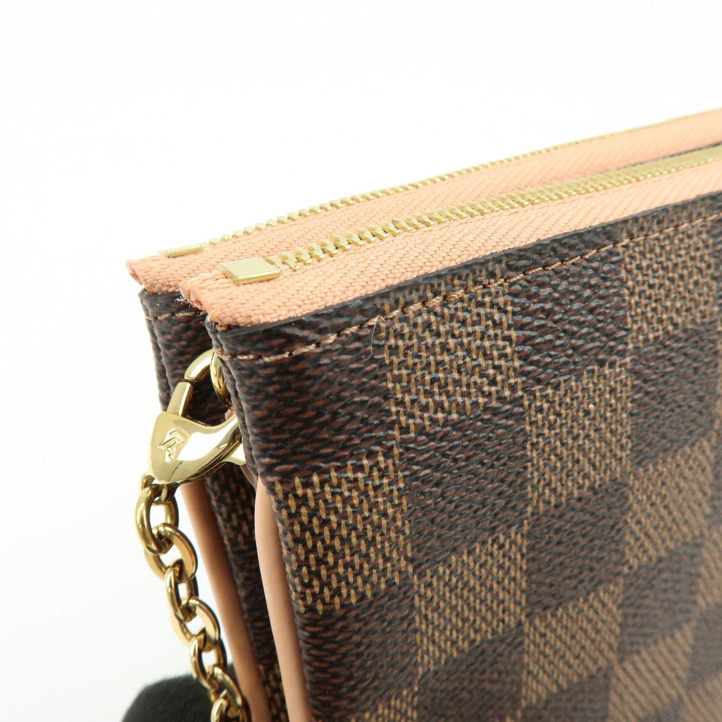 Louis Vuitton Damier Ebene Pochette Double Zip Rose BallerineN60254【Pre-order】