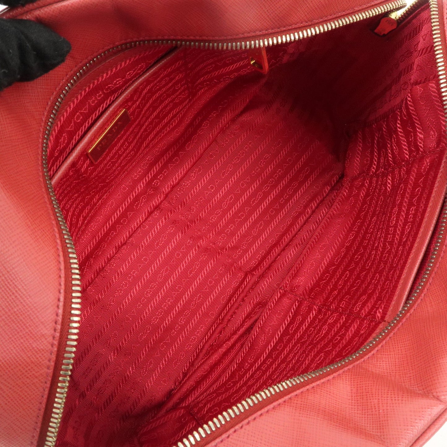 Prada Triangle Logo Saffiano Leather Boston Bag Hand Bag Red BL0095 Used【Pre-order】