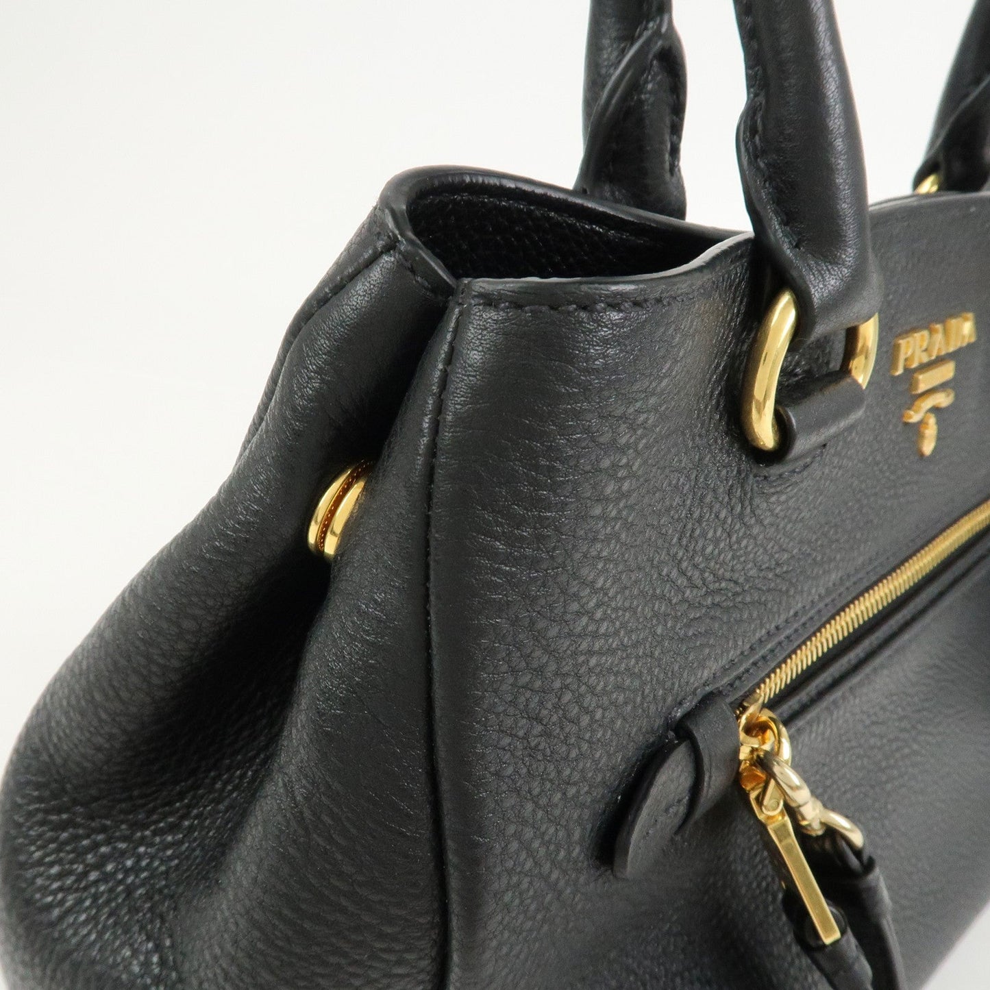 Prada Logo Leather 2Way Bag Shoulder Bag Hand Bag Black 1BG044【Pre-order】