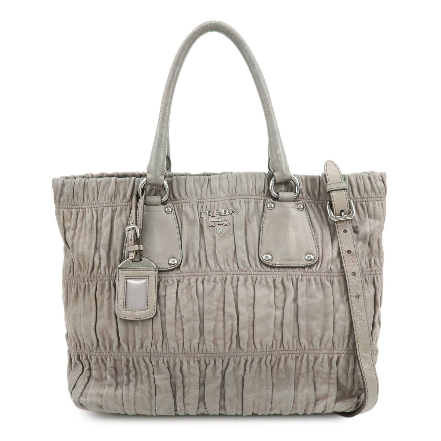 Prada Logo Leather 2Way Bag Hand Bag Shoulder Bag Gray【Pre-order】