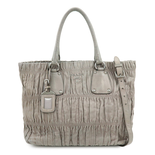 Prada Logo Leather 2Way Bag Hand Bag Shoulder Bag Gray【Pre-order】