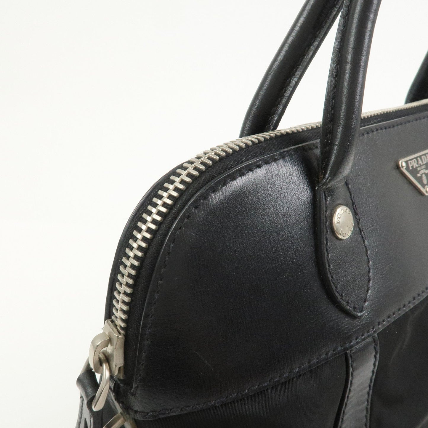 Prada Triangle Logo Nylon Leather Shoulder Bag Hand Bag Black【Pre-order】