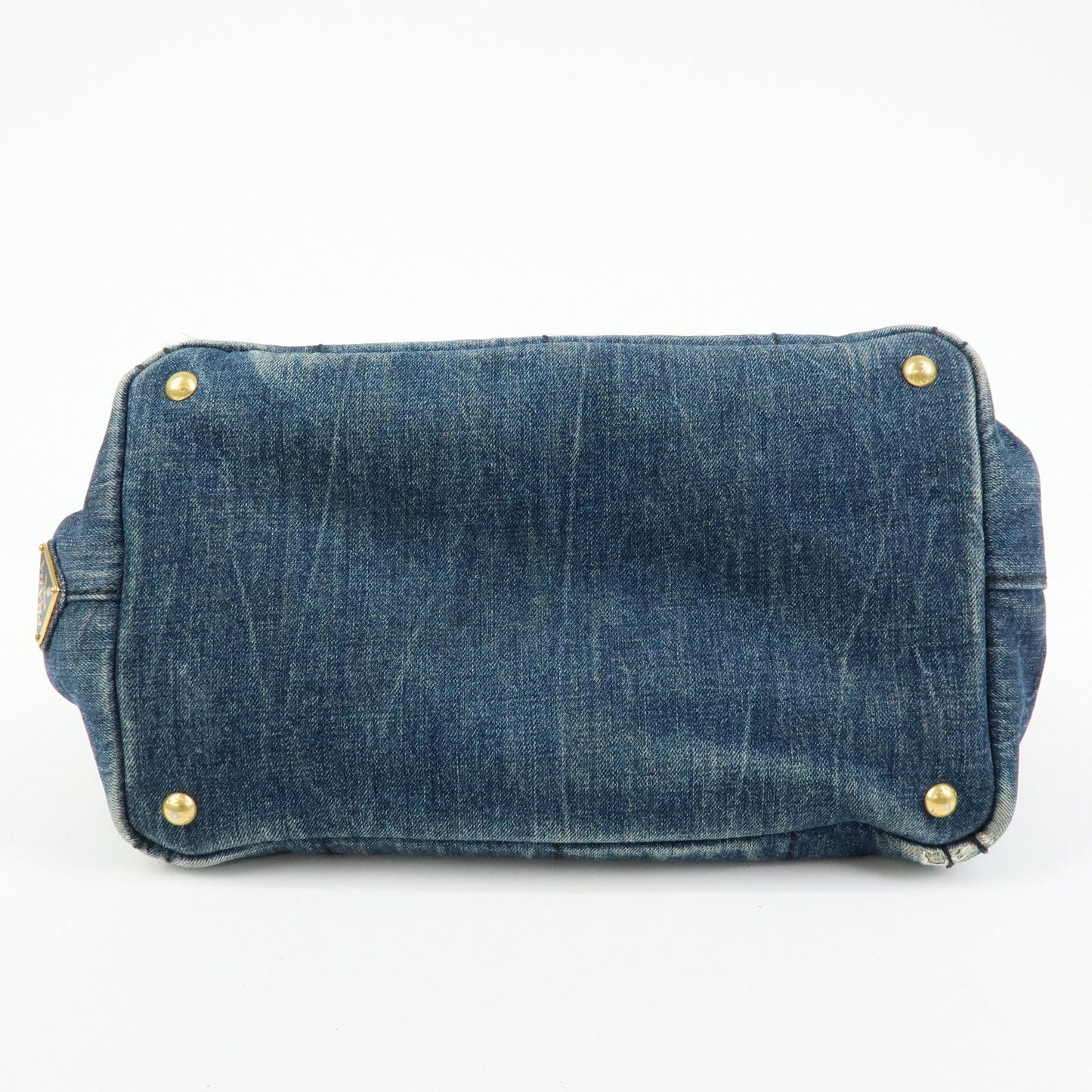 Prada Logo Canapa Canvas Denim Tote Bag Hand Bag Blue B1877B【Pre-order】
