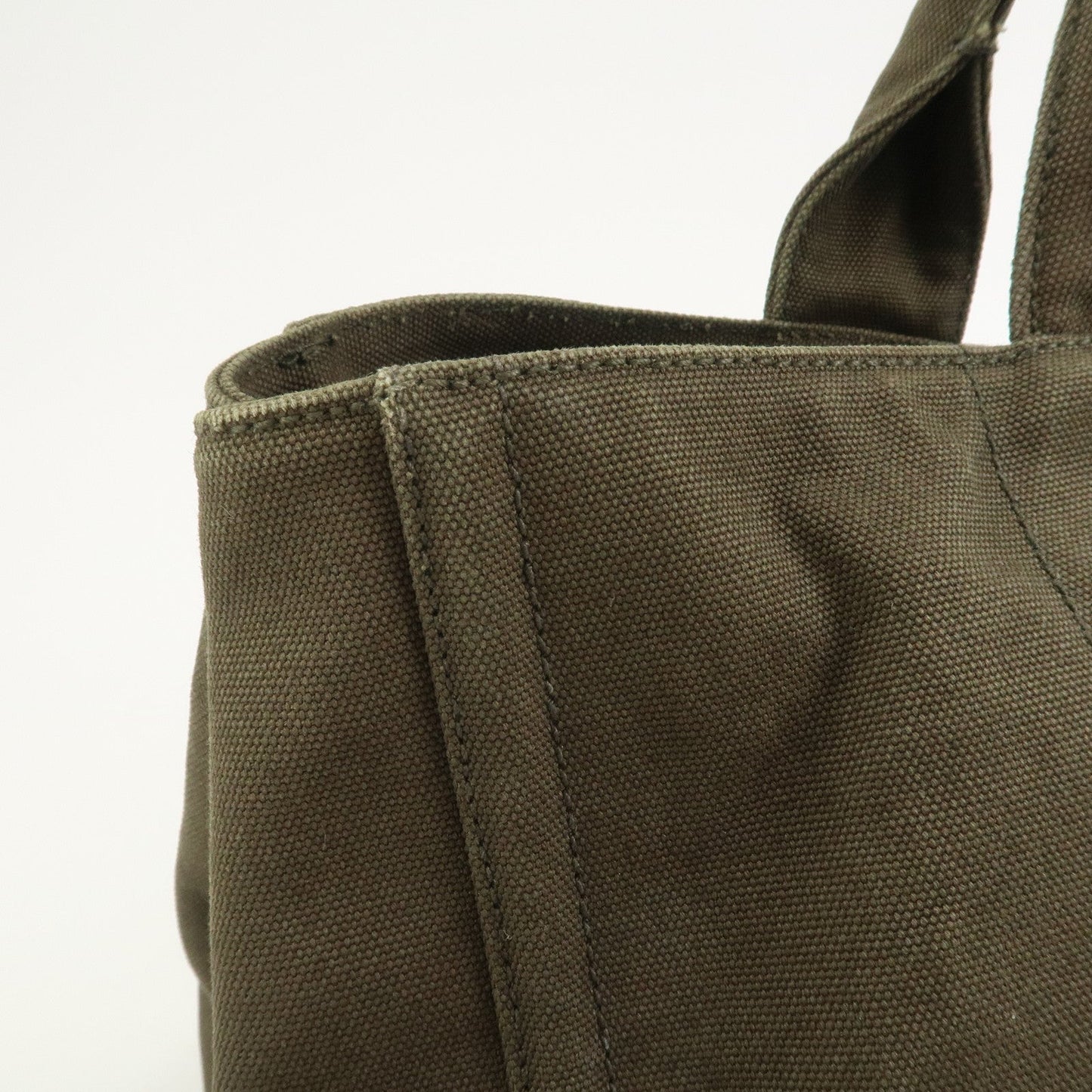 Prada Triangle Logo Canapa Large Tote Hand Bag Bijou Khaki BN1872【Pre-order】
