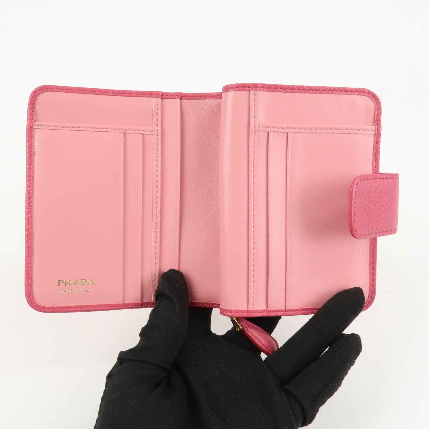 Prada Logo Leather Bi-Fold Wallet Small Wallet Pink 1ML018 Used【Pre-order】