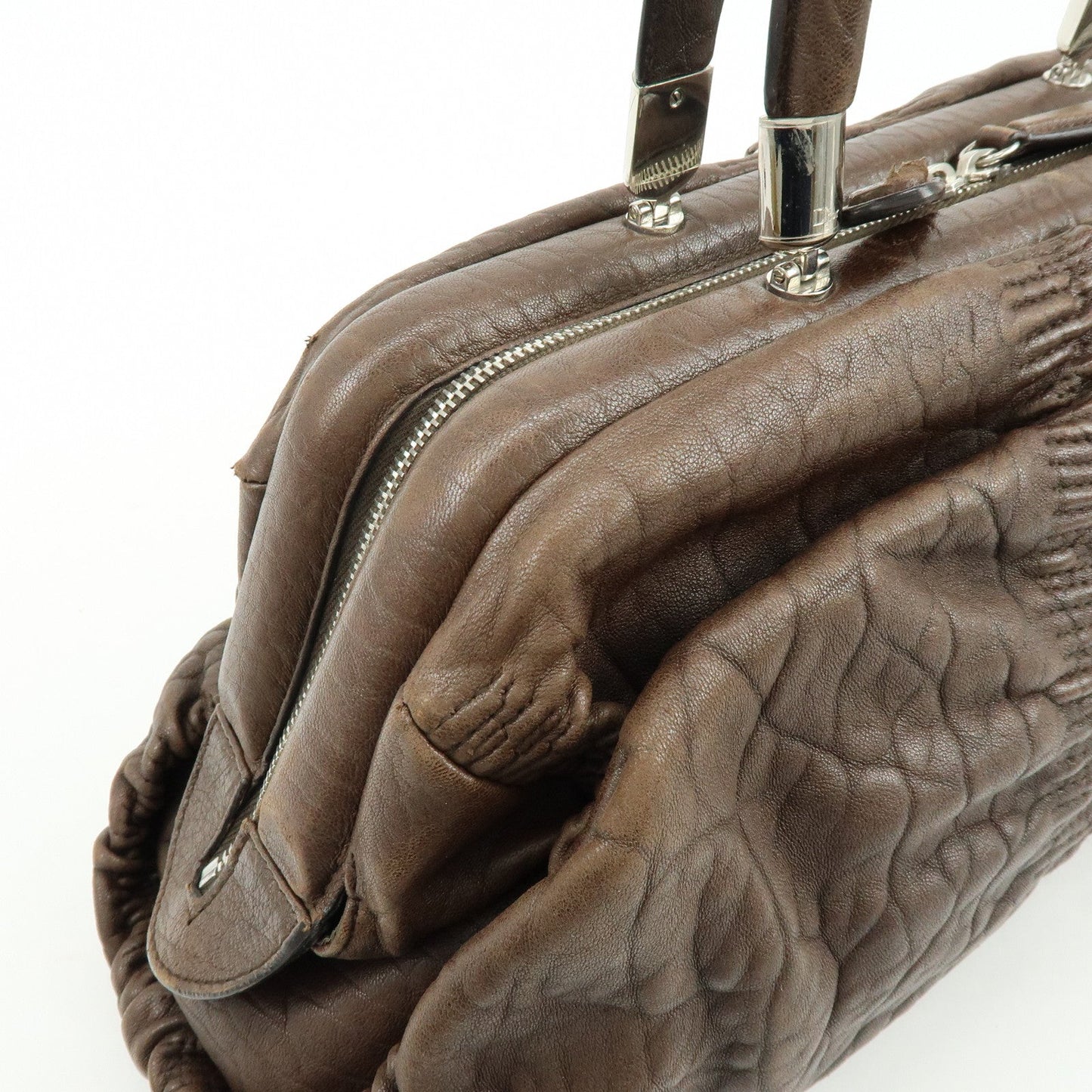 Christian Dior Embossed Gathered Leather Boston Bag Hand Bag【Pre-order】