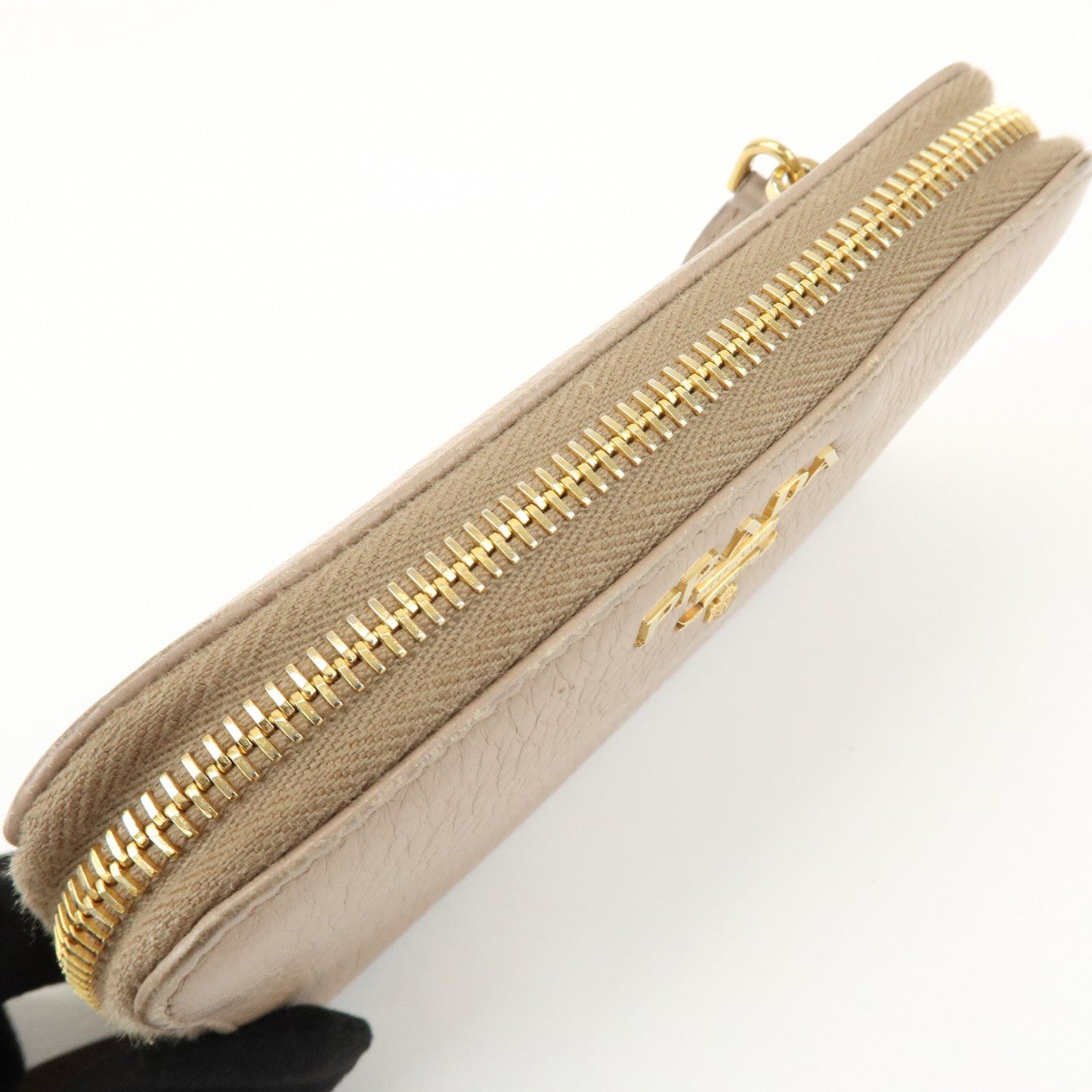 Prada Calf Leather Compact Round Zippy Wallet Beige Gold【Pre-order】