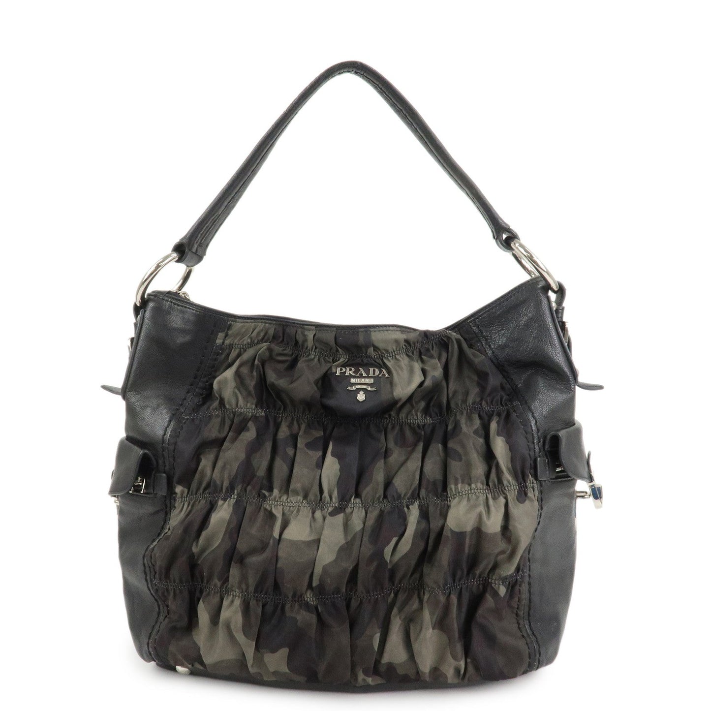 Prada Logo Nylon Leather Gathered 2Way Shoulder Hand Bag BN4586【Pre-order】