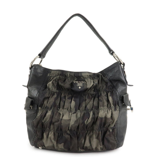Prada Logo Nylon Leather Gathered 2Way Shoulder Hand Bag BN4586【Pre-order】