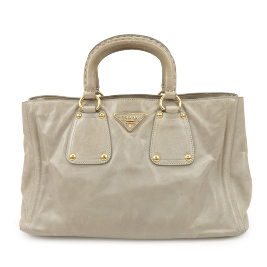 Prada Triangle Logo Leather 2Way Bag Tote Bag Gray BN2104 Used【Pre-order】