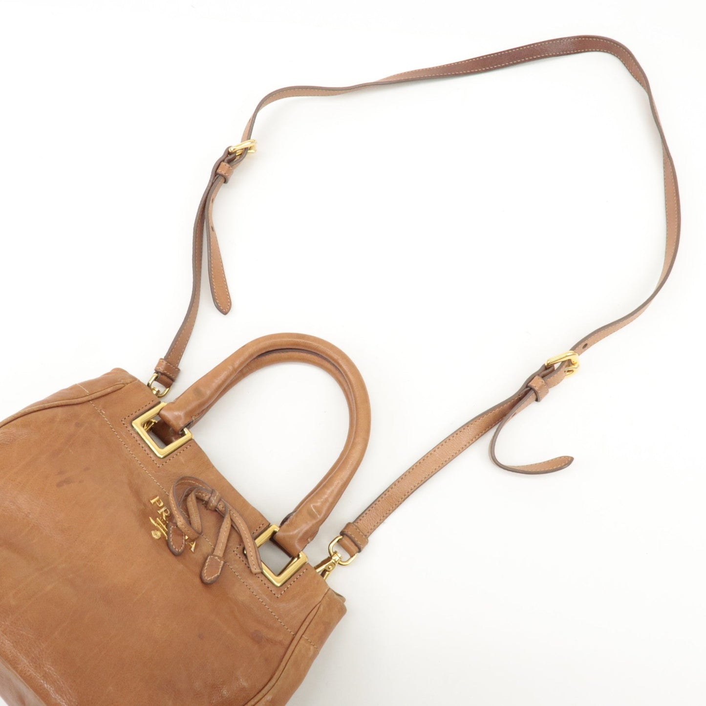 Prada Logo Leather Ribbon 2Way Bag Hand Bag Brown BN2245 Used【Pre-order】