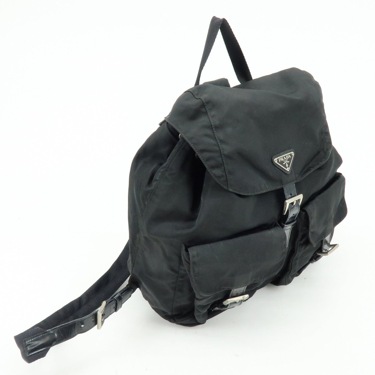 Prada Triangle Logo Nylon Leather Backpack Rucksuck Black【Pre-order】