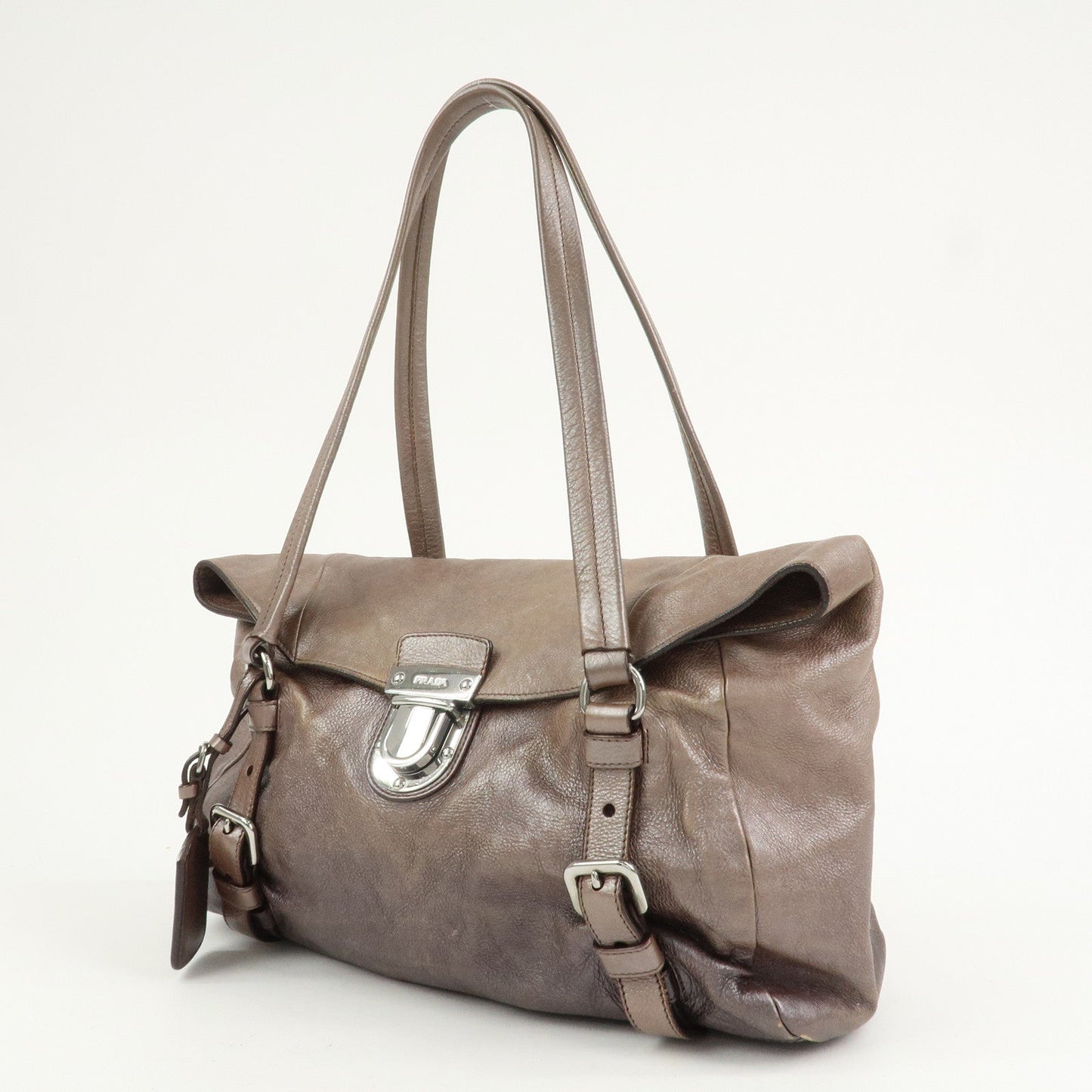 Prada Logo Leather Shoulder Bag Hand Bag Metallic Brown BR3901【Pre-order】