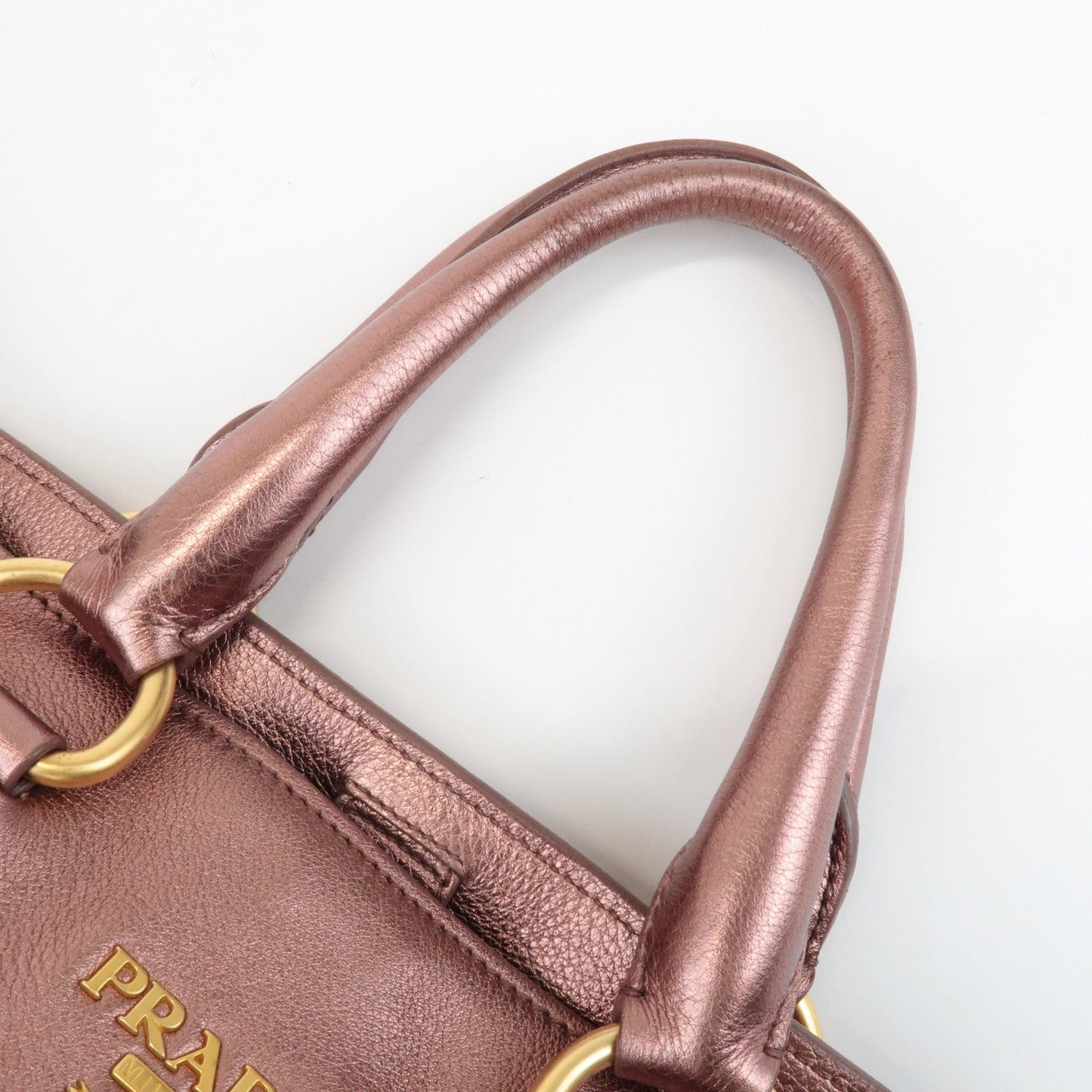 Prada Leather 2Way Tote Bag Shoulder Bag Metallic Pink BN1713 Used【Pre-order】