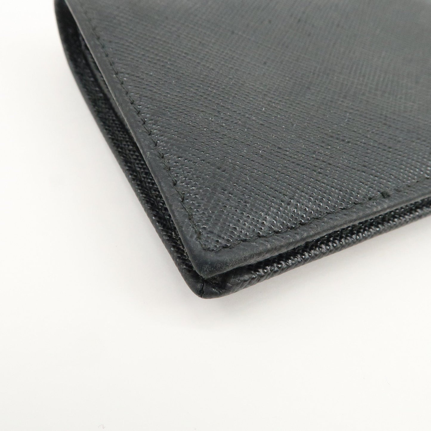 Prada Triangle Logo Saffiano Leather Bi-Fold Compact Wallet Black【Pre-order】