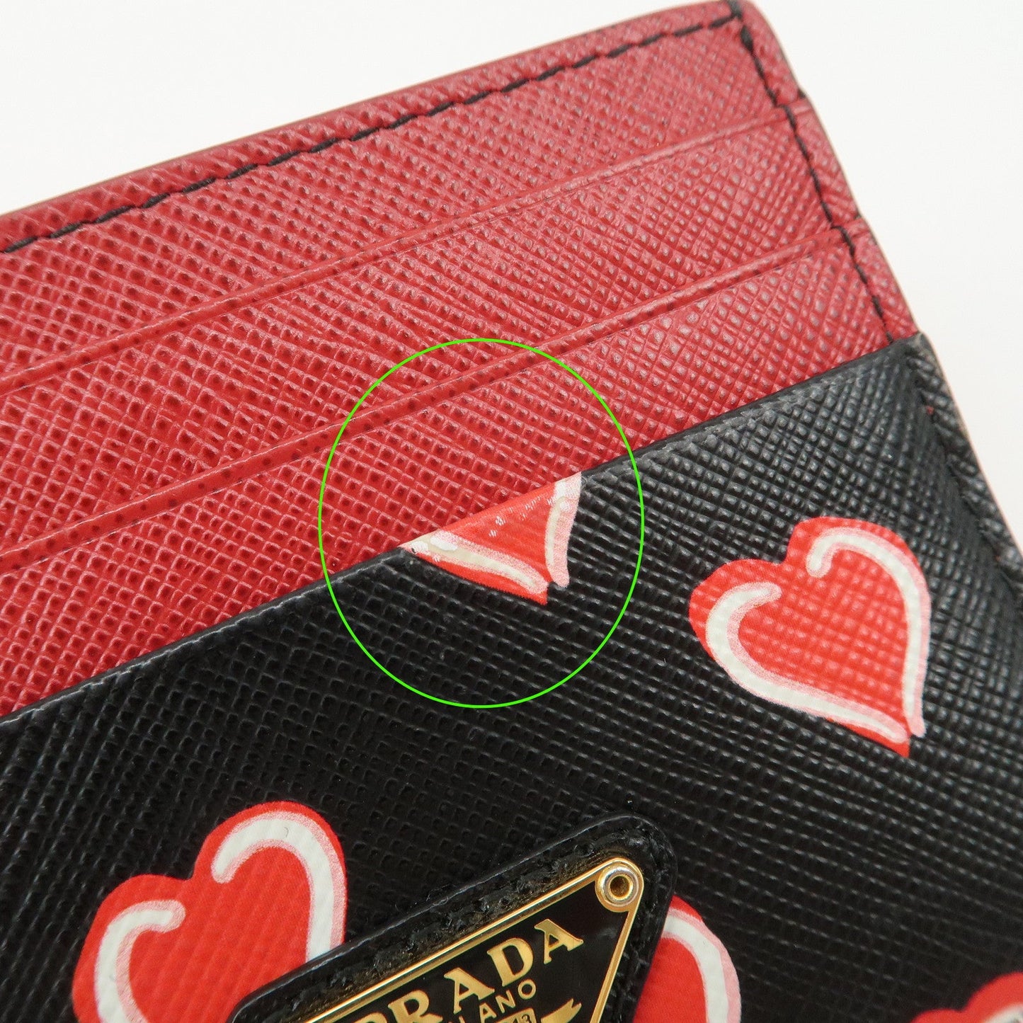 Prada Saffiano Leather Heart Card Case Black Red White 1MC025【Pre-order】