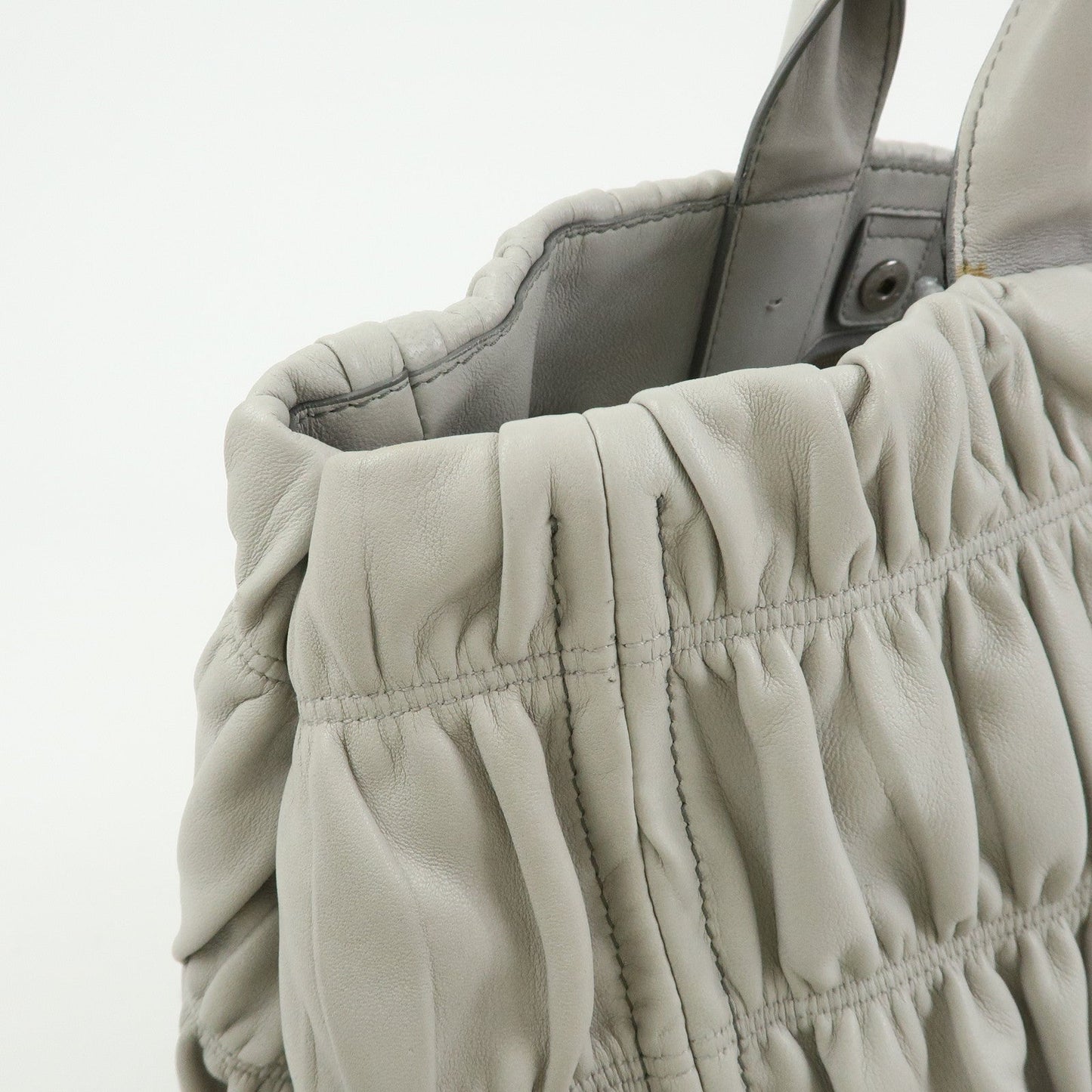 Prada Canapa Nappa Gaufre Leather Gathered Large Tote Hand Bag【Pre-order】
