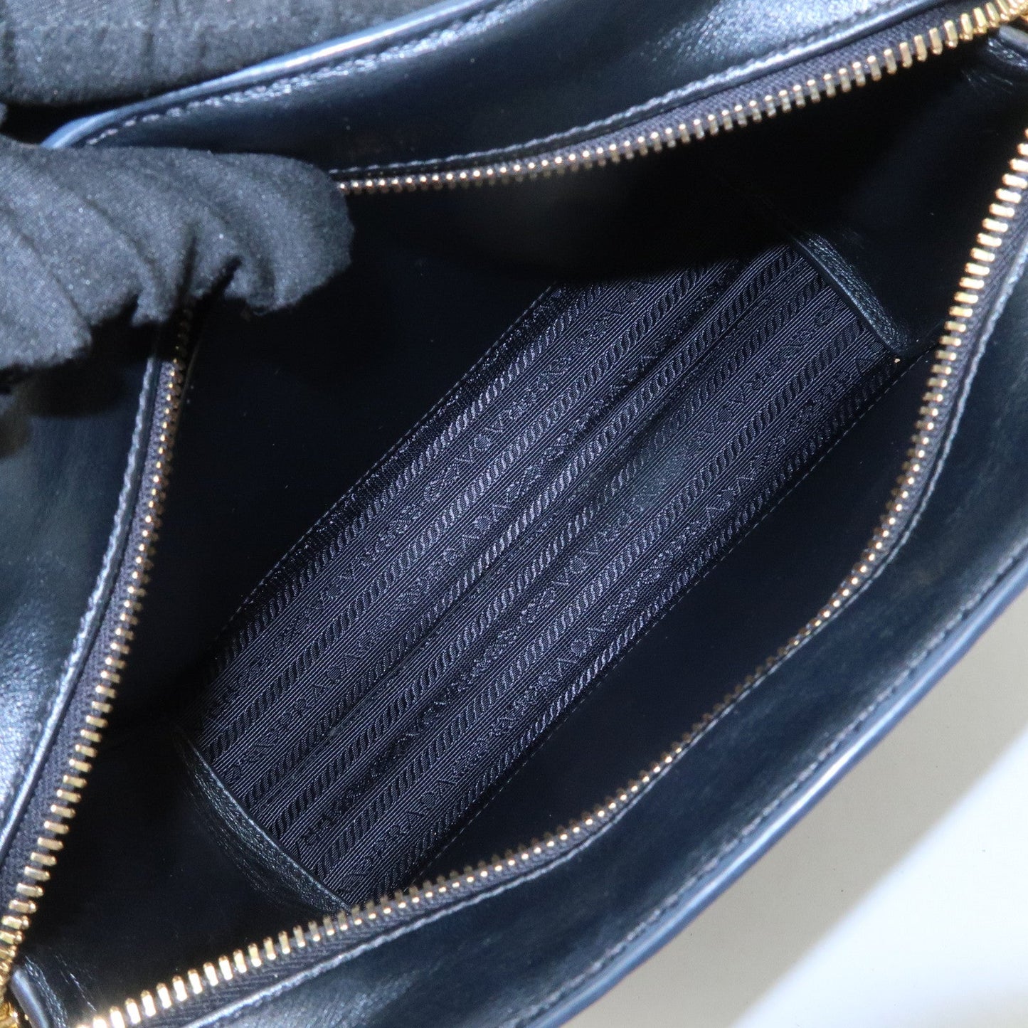 Prada Logo Saffiano Leather Shoulder Bag Gold HDW Black【Pre-order】