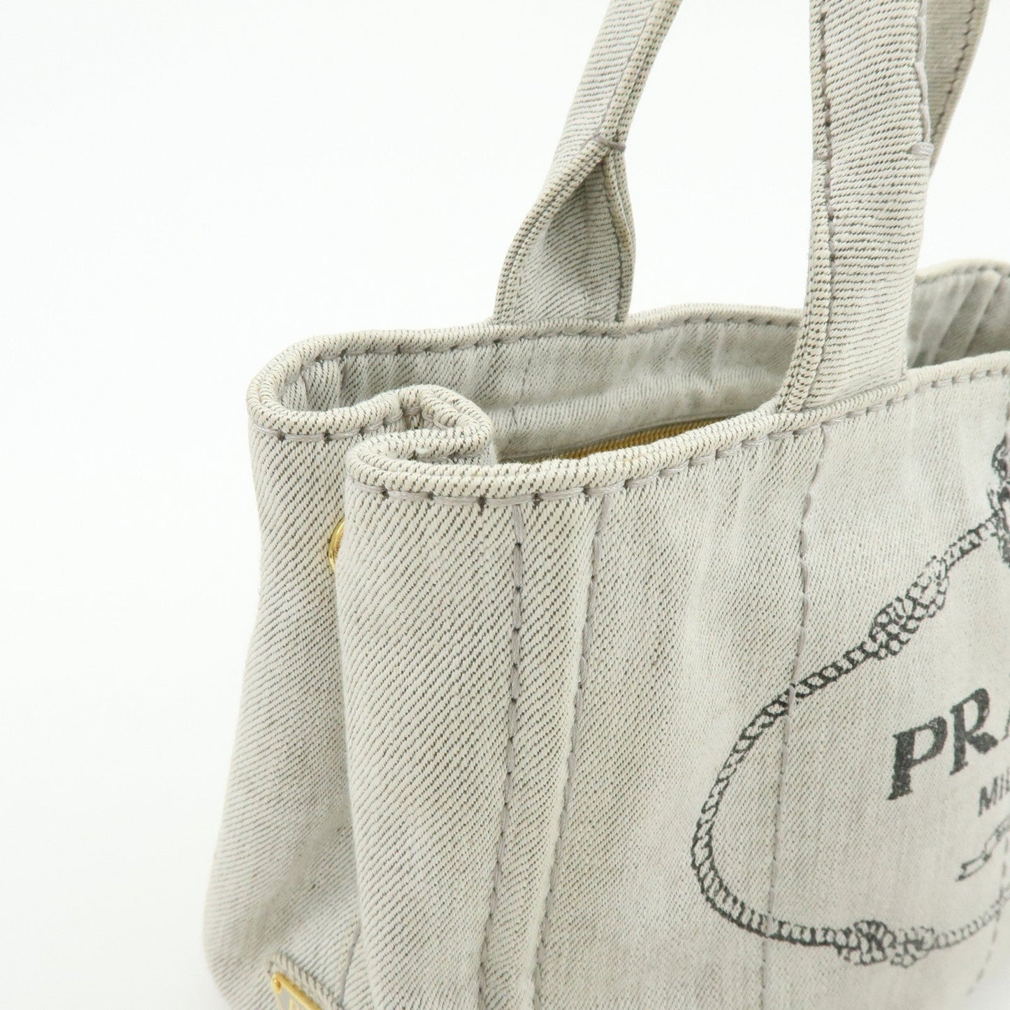 Prada Canapa Mini Denim 2Way Bag Hand Shoulder Bag Gray 1BG439【Pre-order】