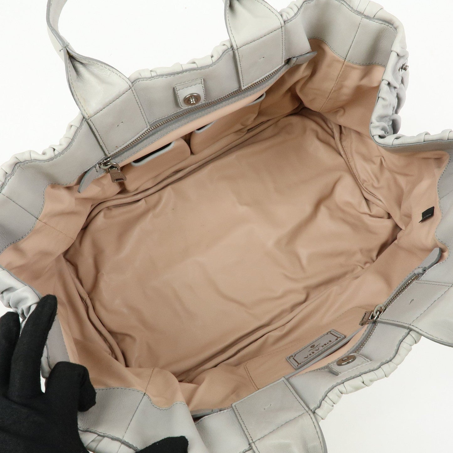 Prada Canapa Nappa Gaufre Leather Gathered Large Tote Hand Bag【Pre-order】