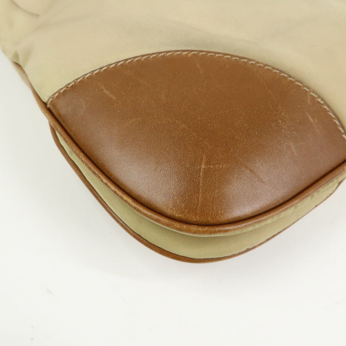 Prada Triangle Logo Nylon Leather Shoulder Bag Crossbody Bag Beige【Pre-order】