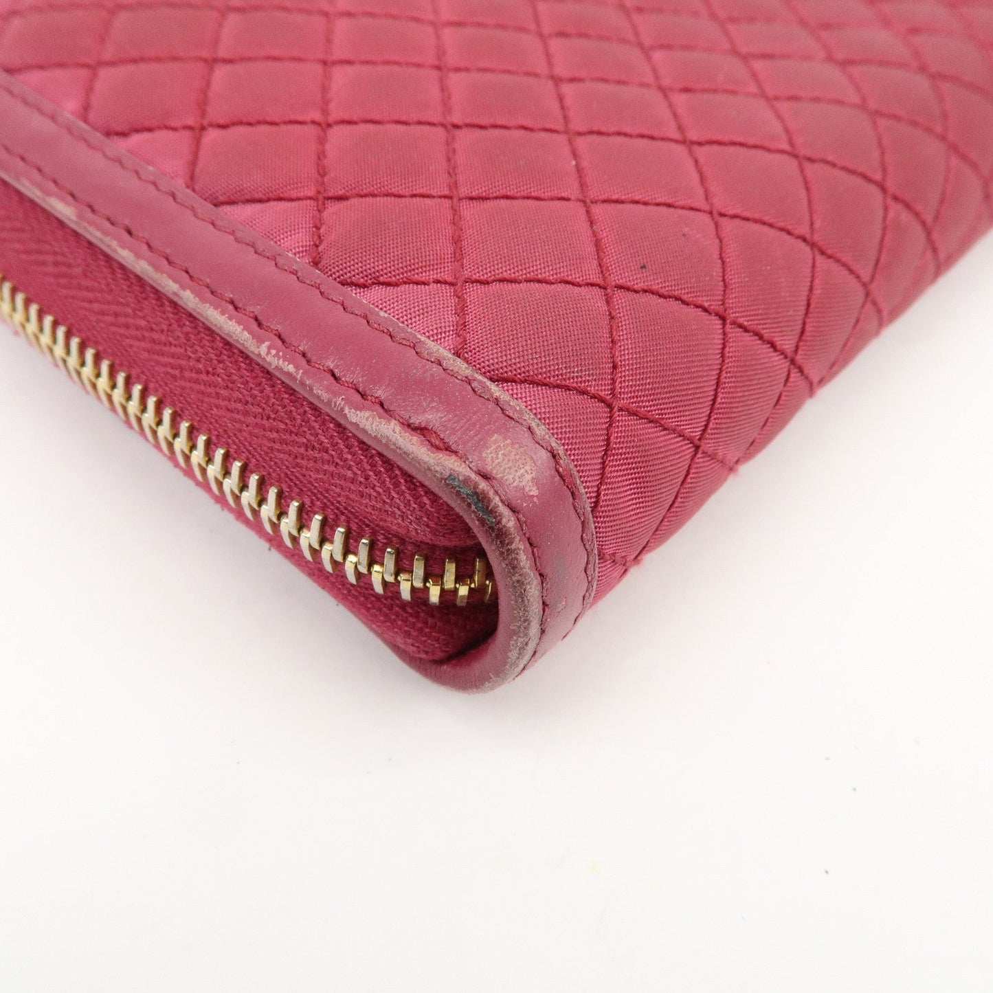 Prada Nylon Leather Round Zippy Wallet Long Wallet Pink【Pre-order】