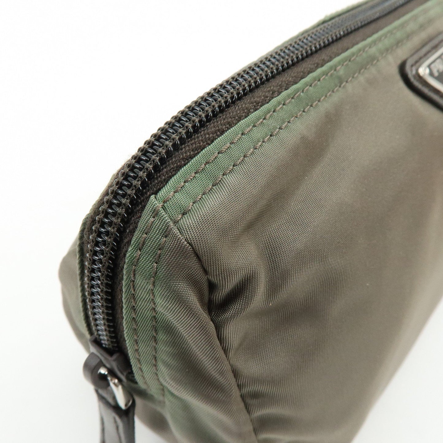 Prada Triangle Logo Set of 2 Nylon Pouch Cosmetic Pouch Red Khaki【Pre-order】