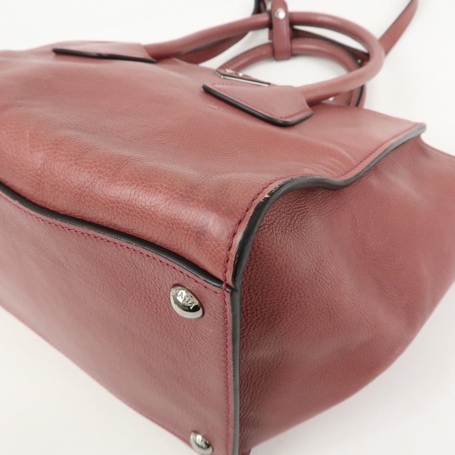 Prada Triangle Logo Leather 2Way Bag Tote Bag Hand Bag Pink B2625M【Pre-order】