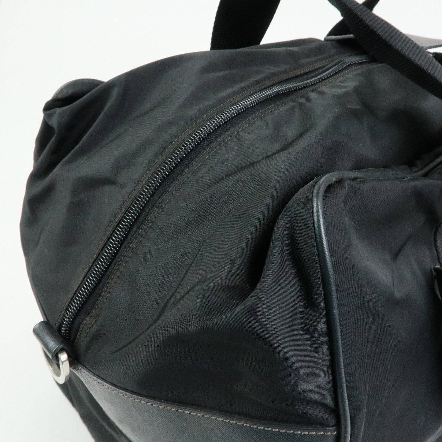 Prada Triangle Logo Nylon Leather Boston Bag Travel Bag Black【Pre-order】