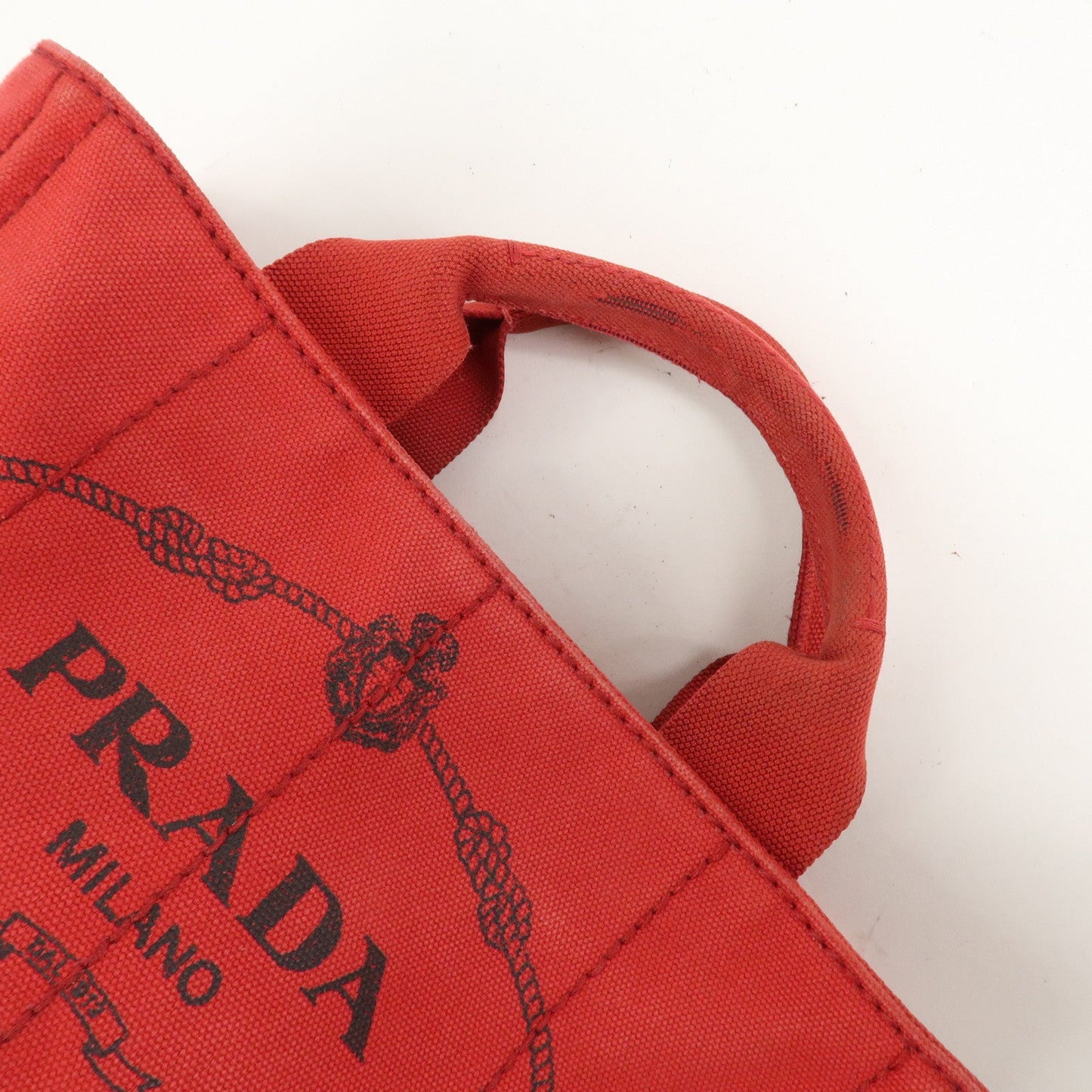 Prada Logo Canapa Mini Canvas Hand Bag Tote Bag Red BN2439【Pre-order】